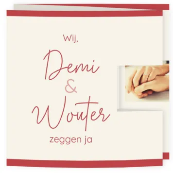 Trouwkaart rode streep met foto's