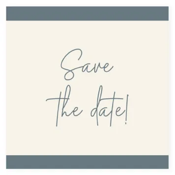 Save the date kaart parelmoer blauwe streep