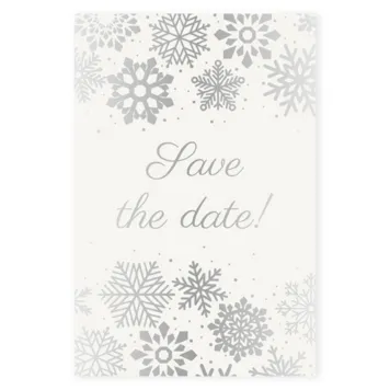 Save the date kaart zilveren sneeuw
