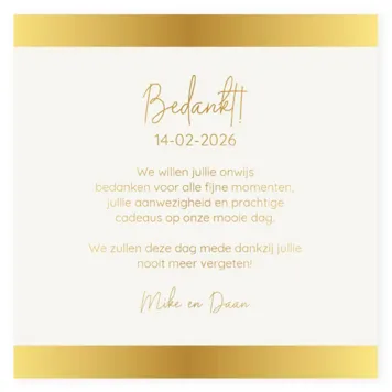 Bedankkaart streep foliedruk