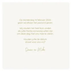 Save the date kaart streep foliedruk