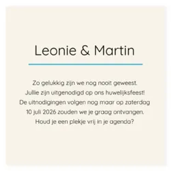 Save the date kaart blauw waterverf