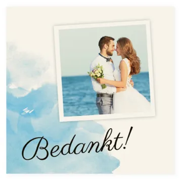 Bedankkaart aquarel blauw met foto