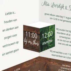 Trouwkaart groene bladeren