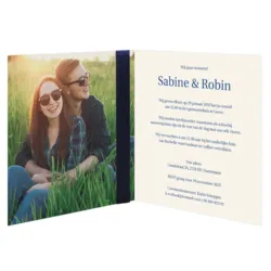 Trouwkaart typografie blauw