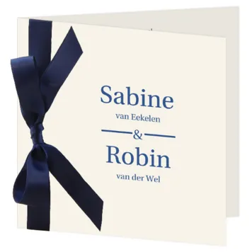 Trouwkaart typografie blauw