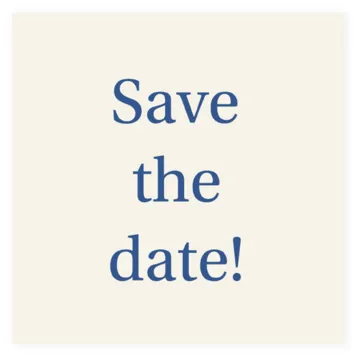 Save the date kaart typografisch blauw