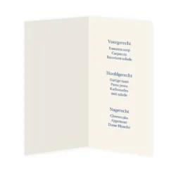 Menukaart typografisch blauw