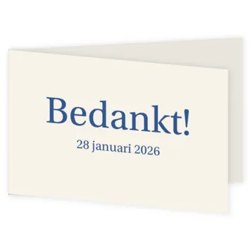 Bedankkaart typografisch blauw