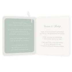 Trouwkaart oud groene Mr & Mrs met label