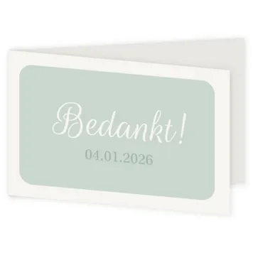 Bedankkaart oud groen met witte balk