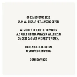Save the date kaart typografie strak