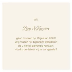 Save the date kaart in goud kleur