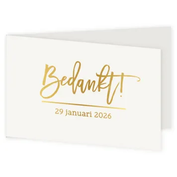 Bedankkaart goud glimmend met foto