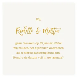 Save the date kaart goud glimmend