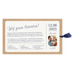 Trouwkaart hoesje met kraft look en eigen foto