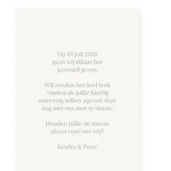 Save the date kaart met sierlijke blaadjes