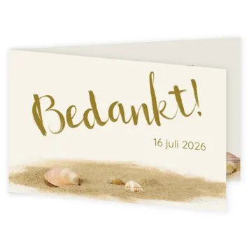 Bedankkaart strand met schelpen en foto