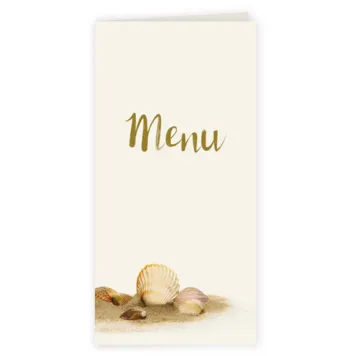 Menukaart strand met schelpen
