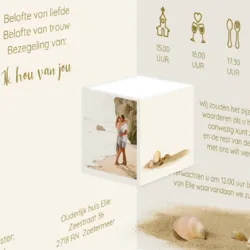 Trouwkaart drieluik strand kaart