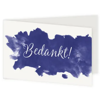 Bedankkaart blauwe aquarelvlek