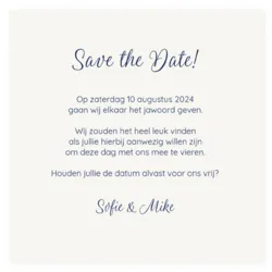 Save the date blauwe aquarelvlek