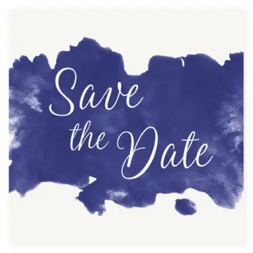 Save the date blauwe aquarelvlek
