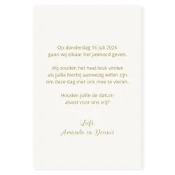 Save the date glimmend goud