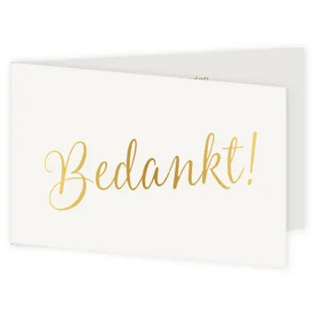 Bedankkaart glimmend goud