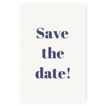 Save the date kaart eenvoudig blauw