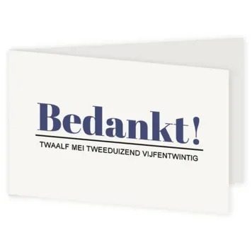 Bedankkaart eenvoud blauw met foto