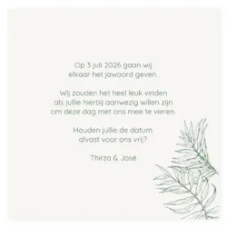 Save the date tropische bladeren