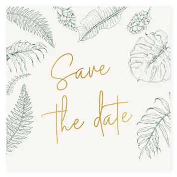 Save the date tropische bladeren