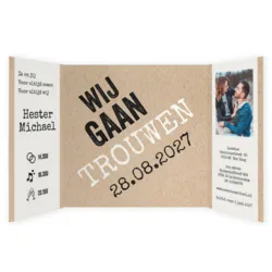 Trouwkaart kraft wit ja