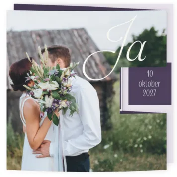 Trouwkaart drieluik met eigen foto