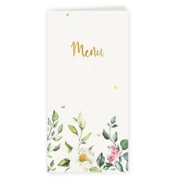 Menukaart aquarel bloemen met goudfolie