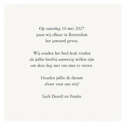 Save the date kaart donkerblauw met goud foliedruk