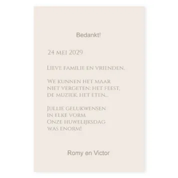 Bedankkaart klassiek met rozenprint