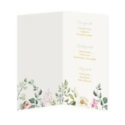 Menukaart waterverf bloemen en goudfolie