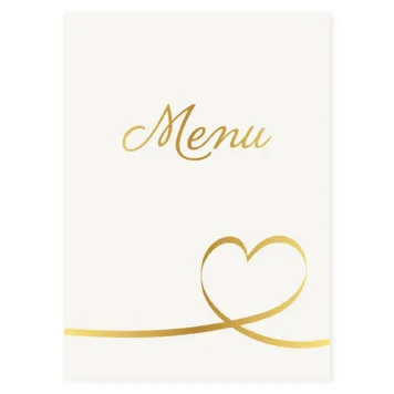 Menukaart met gouden glimmend hart
