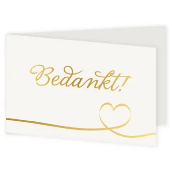 Bedankkaart met gouden glimmend hart