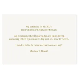 Save the date kaart strak goud folie