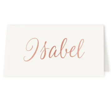 Tafelkaart blanco met naam in rose folie