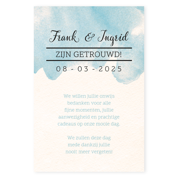 Bedankkaartjes voor jullie bruiloft - trouwkaart LCT273_bk