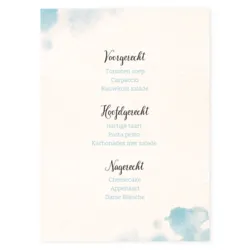 Menukaart aquarel blauw