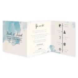 Trouwkaart aquarel blauw