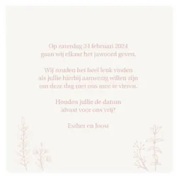 Save the date roze en zilveren bloemen