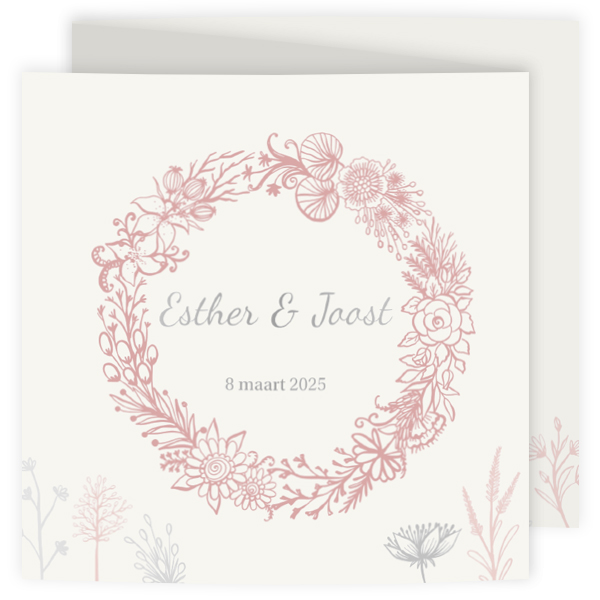 Trouwkaarten met bloemen ontwerp - trouwkaart LCT279