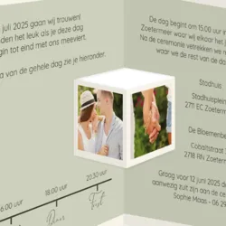 Trouwkaart drieluik met foto's