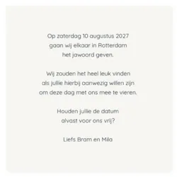 Save the date kaart donkerblauw met vingerafdruk